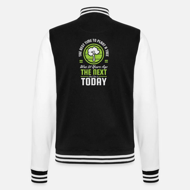 Nächster Zeitpunkt Heute Baumlogo - College-Sweatjacke - Schwarz/Weiß