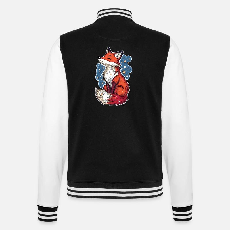Fox and starry sky - College Sweat Jacket - black/white