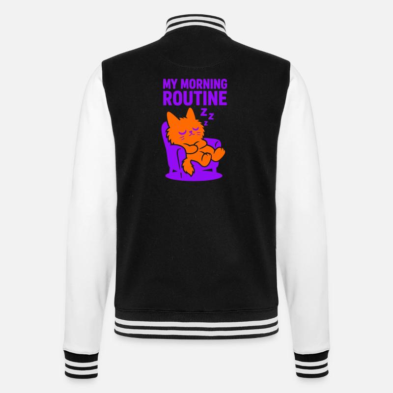 Morning Routine Cat #1 - College-Sweatjacke - Schwarz/Weiß