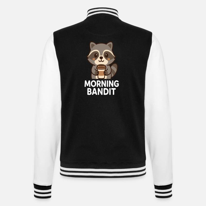 Cuddly raccoon with coffee cup - College Sweat Jacket - black/white