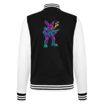 Neon Punk Bunny with Cigar And Rifle - College Sweat Jacket - black/white - Back - Marisol (170cm)
