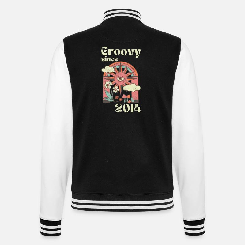 Groovy depuis 2014 avec des graphismes rétro - Veste Teddy - noir/blanc