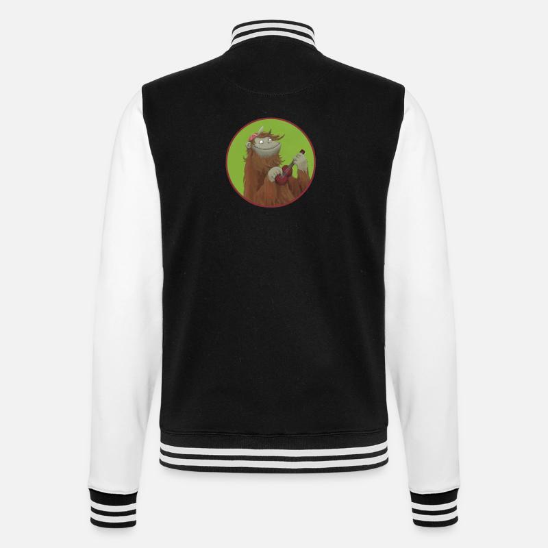 Affe mit Ukulele - College-Sweatjacke - Schwarz/Weiß