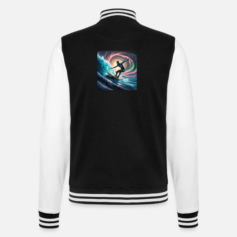 Pulsar Surfer – Ein Sci-Fi-Abenteuer auf kosmische - College-Sweatjacke - Schwarz/Weiß