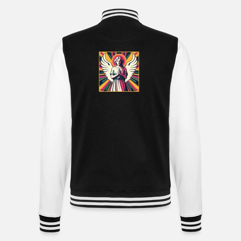Schutzengel Pop-Art - College-Sweatjacke - Schwarz/Weiß