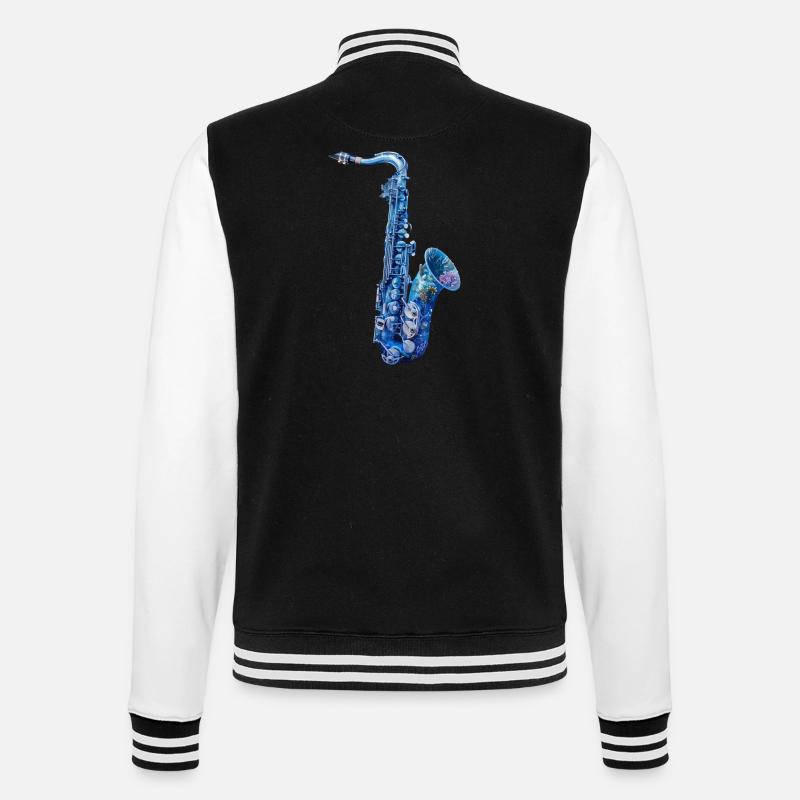 Fish Saxophone - College Sweat Jacket - black/white