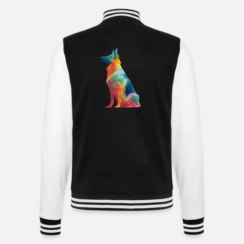 Berger Allemand Low Poly Art Design Coloré - Veste Teddy - noir/blanc