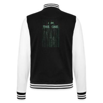 Matrix letter I am the one - College Sweat Jacket - black/white - Back - Marisol (170cm)