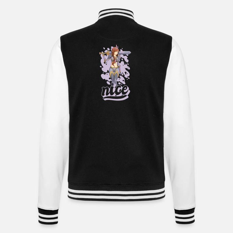 nice anime warrior - College-Sweatjacke - Schwarz/Weiß