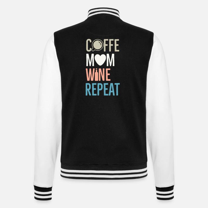 Coffee Mom Wine Repeat - College Sweat Jacket - black/white