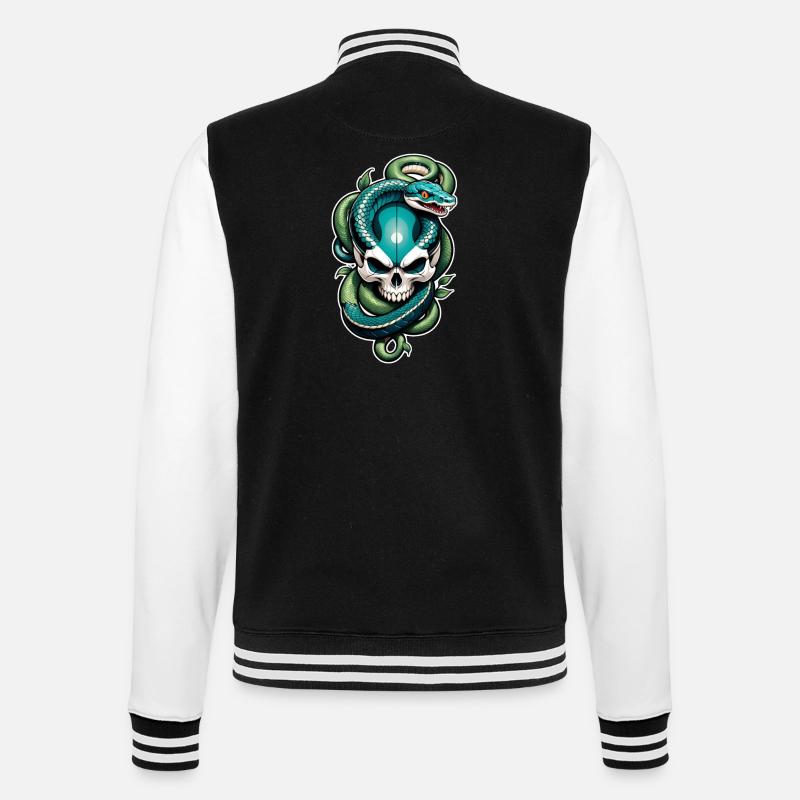 Snake Skeleton and Tattoo - College Sweat Jacket - black/white