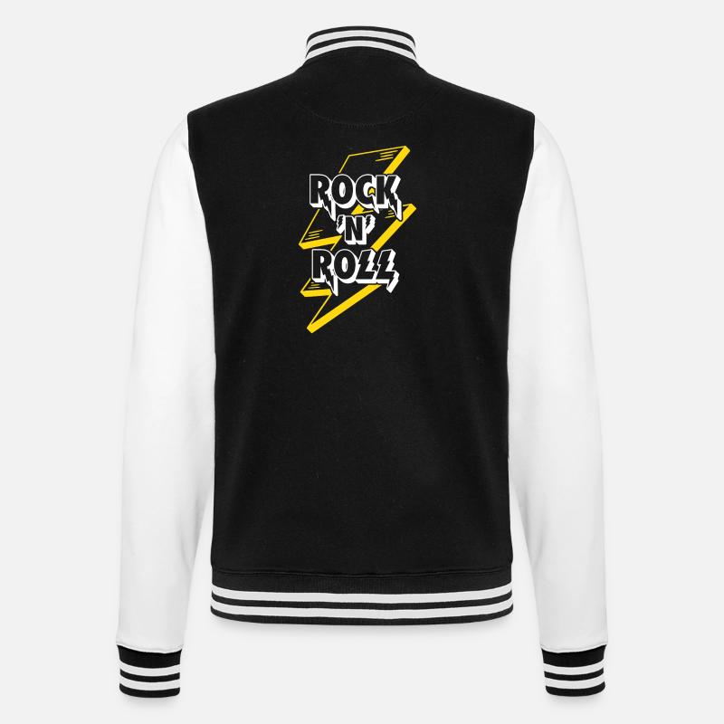 Logo texte rock’n’roll avec éclair - Veste Teddy - noir/blanc