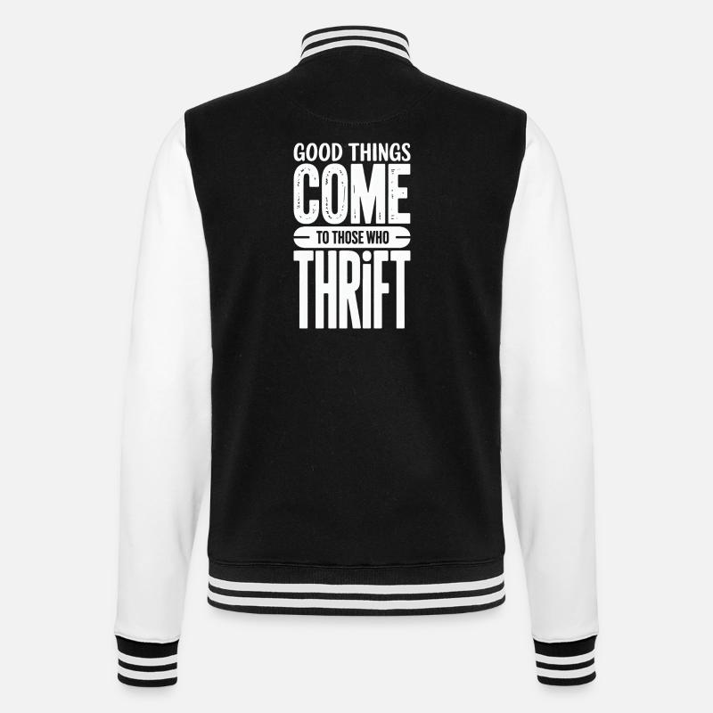 Good Things Come Thrift - College Sweat Jacket - black/white