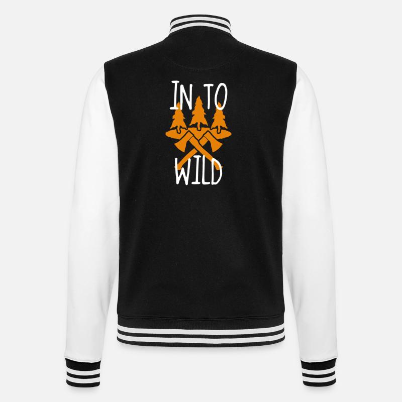 Into Wild Wald Äxte - College Sweat Jacket - black/white