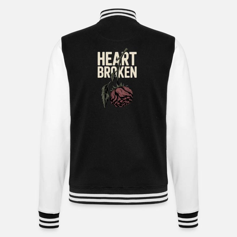 Broken Heart with Withered Rose - College Sweat Jacket - black/white