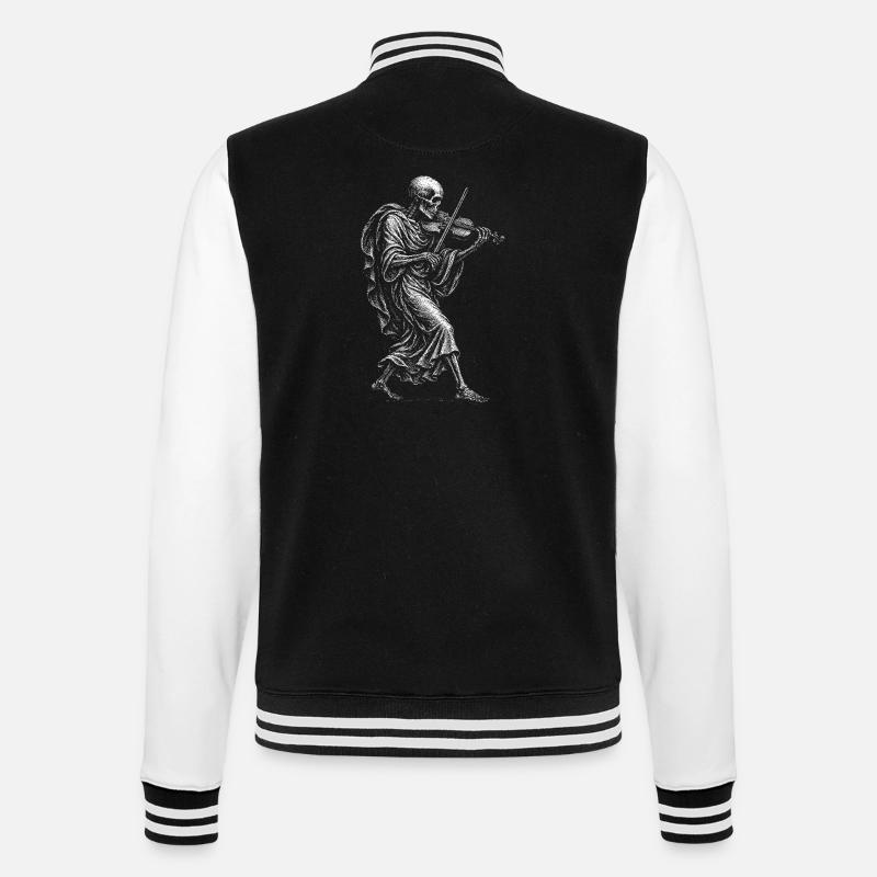  Skeleton playing the violin - College Sweat Jacket - black/white
