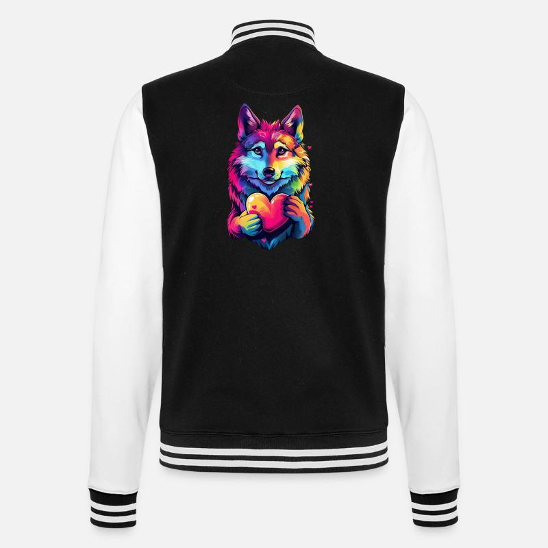Wolf - College Sweat Jacket - black/white