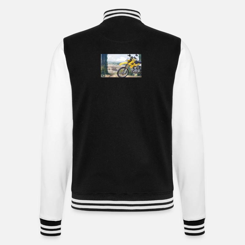 Motorcycle in Mountain Landscape - College Sweat Jacket - black/white