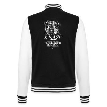 Olde English Bulldog Mom Hunde Hund OEB Wilsigns - College-Sweatjacke - Schwarz/Weiß - Hinten - Marisol (170cm)
