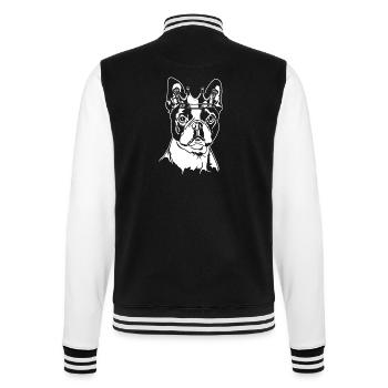 Boston Terrier Krone Hunde Hund Wilsigns - College-Sweatjacke - Schwarz/Weiß - Hinten - Marisol (170cm)