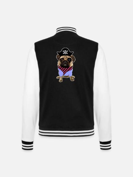 Mops | Möpse | Pirat | Piraten | Seeräuber | Hund - College-Sweatjacke - Schwarz/Weiß