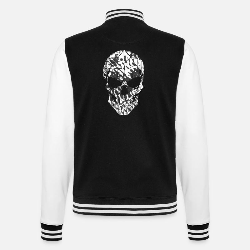 Skull Camouflage Pattern Black White - College Sweat Jacket - black/white