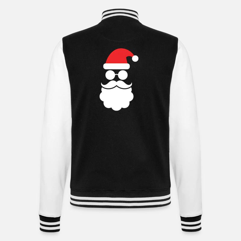 Weihnachtsmann mit Bart Minimal Kopf Design - College-Sweatjacke - Schwarz/Weiß