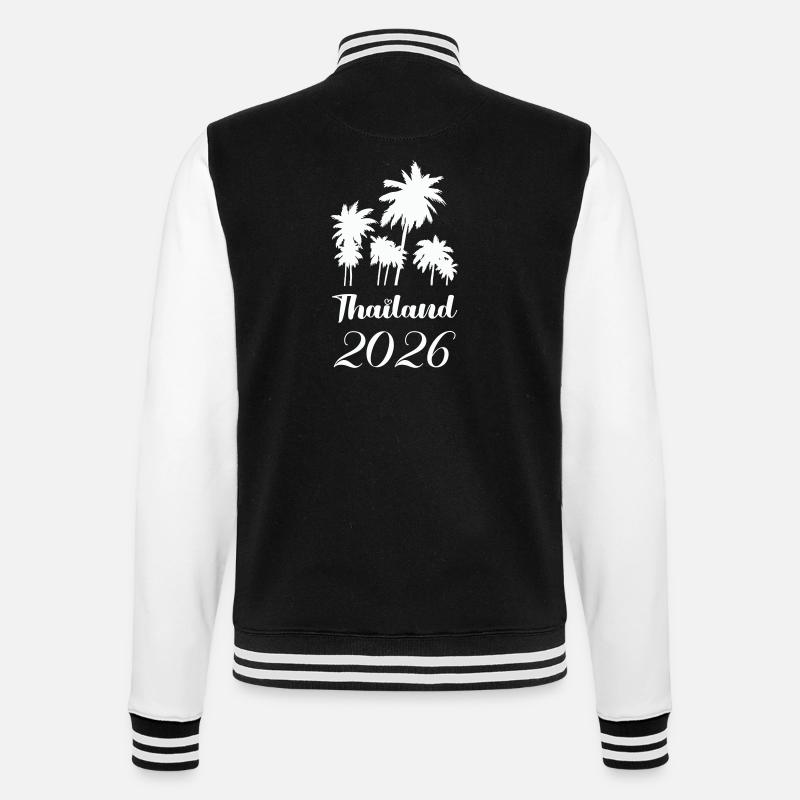 Thailand 2026 Palm Trees Design - College Sweat Jacket - black/white