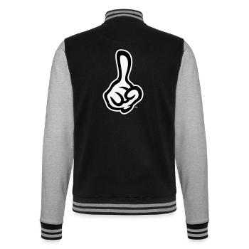 Raised index finger (finger / right hand NEG2C) - College Sweat Jacket - black/heather grey - Back - Marisol (170cm)