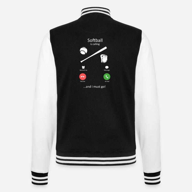 Softball ruft seltsames Handy-Screen-Design - College-Sweatjacke - Schwarz/Weiß