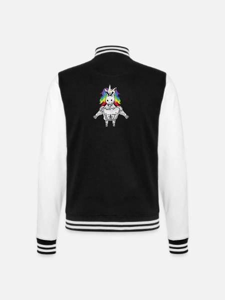 Einhorn Muskeln - College-Sweatjacke - Schwarz/Weiß