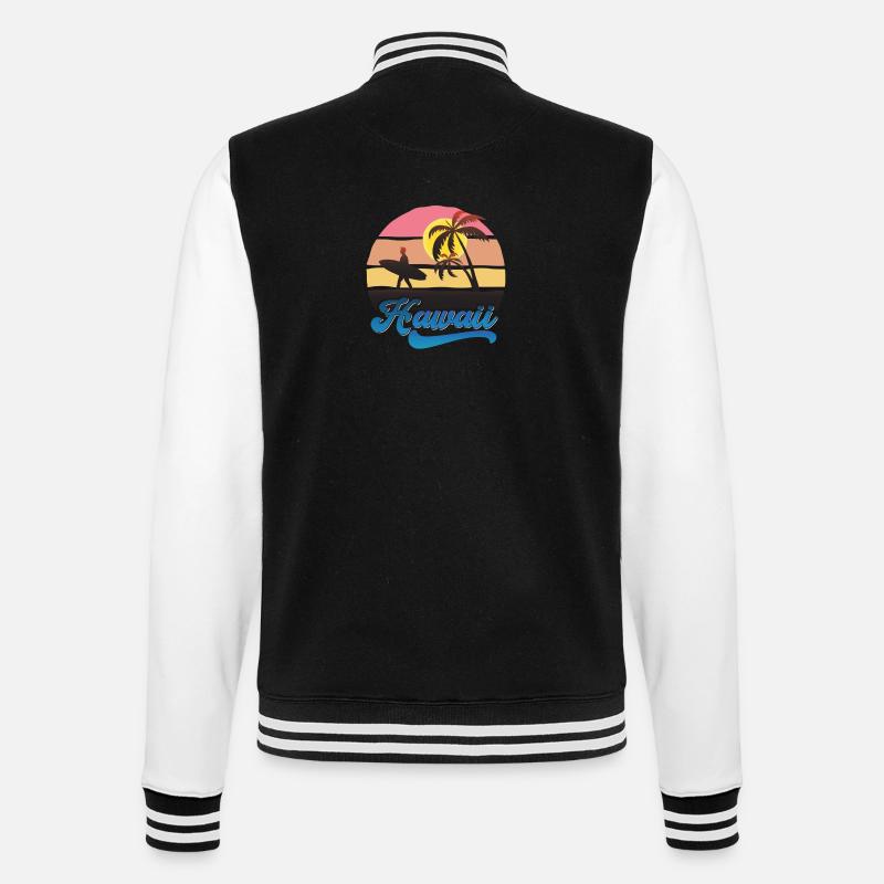 Hawaii Surf Sunset Beach Design - College-Sweatjacke - Schwarz/Weiß