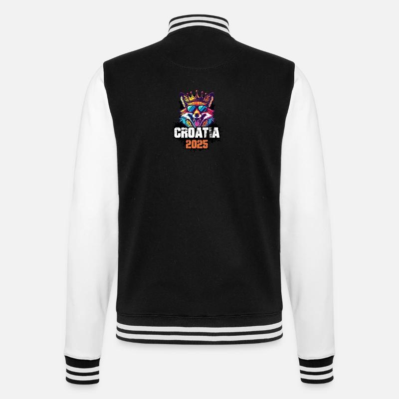 Croatia 2025 Vacation Fox - College Sweat Jacket - black/white