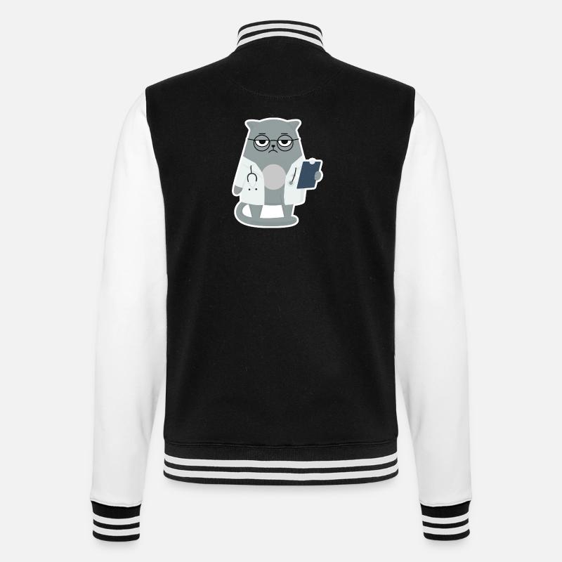 Cat Grumpy Arzt - Katze - College-Sweatjacke - Schwarz/Weiß