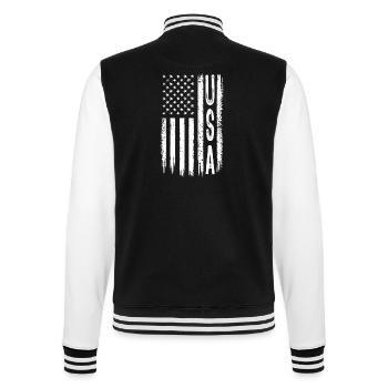 Flag USA - Gift - College Sweat Jacket - black/white - Back - Marisol (170cm)