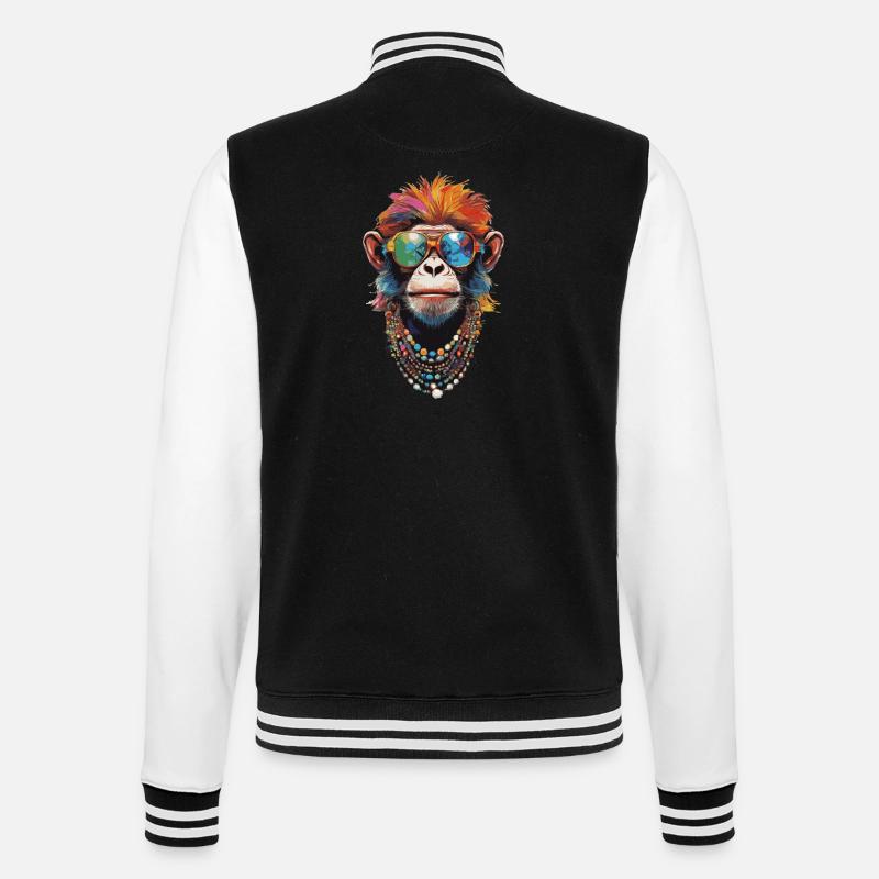 Singe coloré - Veste Teddy - noir/blanc