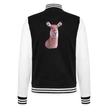 Wasserbock - Antilope - Wildtier in Afrika - College-Sweatjacke - Schwarz/Weiß - Hinten - Marisol (170cm)