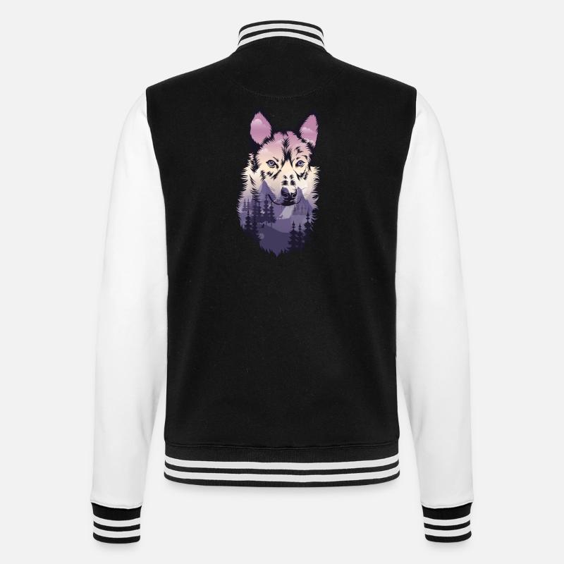 Wolf Schäferhund Hund - College-Sweatjacke - Schwarz/Weiß