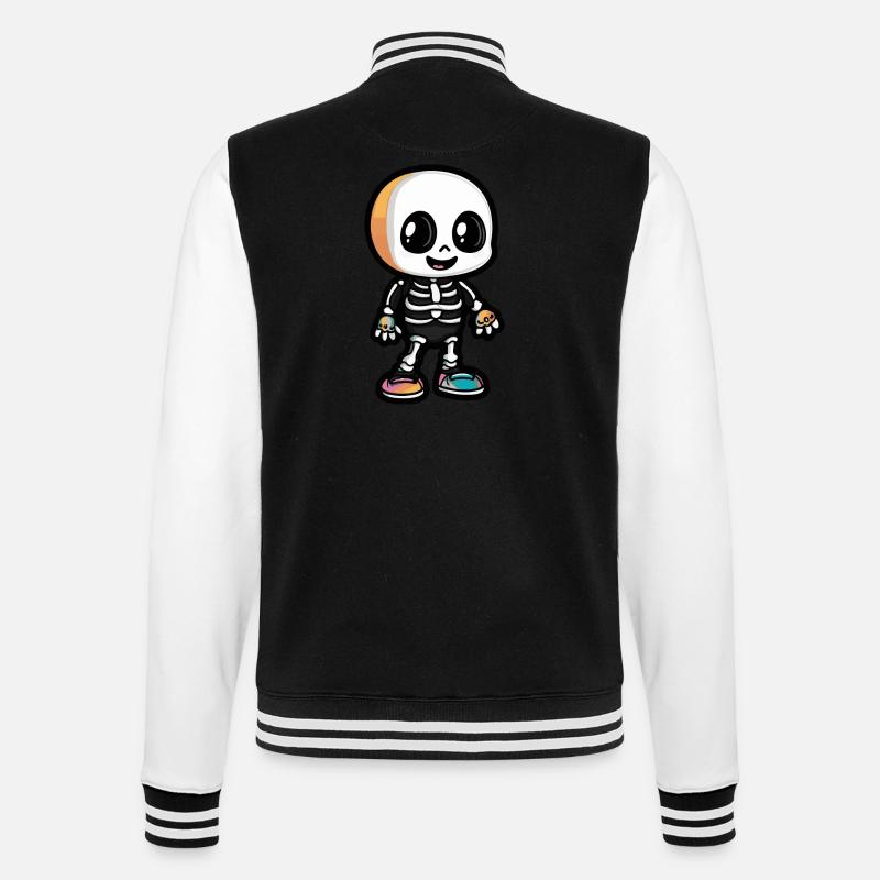 Skeleton Cute Halloween Comic - College Sweat Jacket - black/white