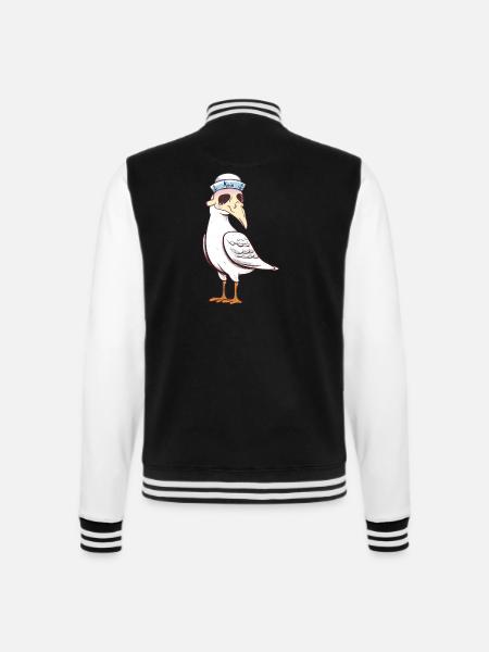 maritim Möwe Möwen Halloween Seefahrt - College-Sweatjacke - Schwarz/Weiß