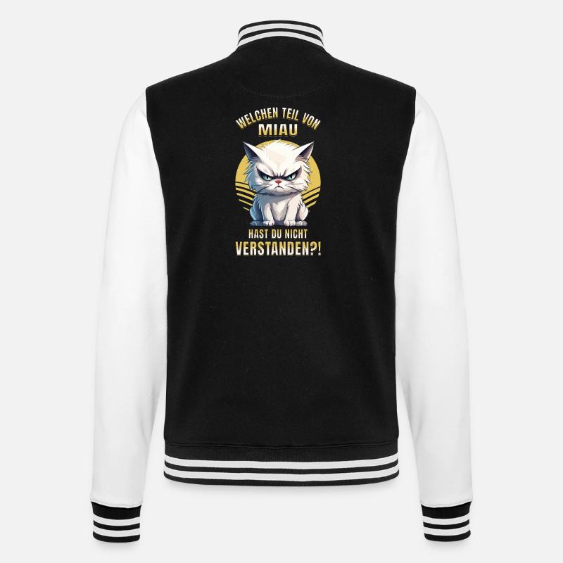 Chat, , , , Miaou, Drôle - Veste Teddy - noir/blanc