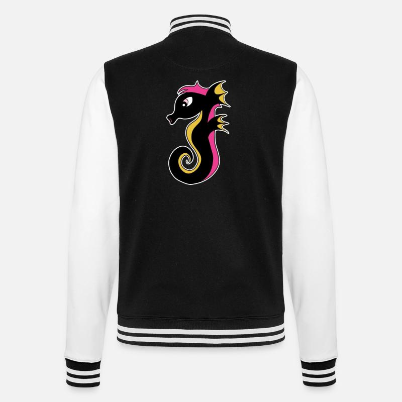 Blühendes Neon-Seepferdchen - College-Sweatjacke - Schwarz/Weiß