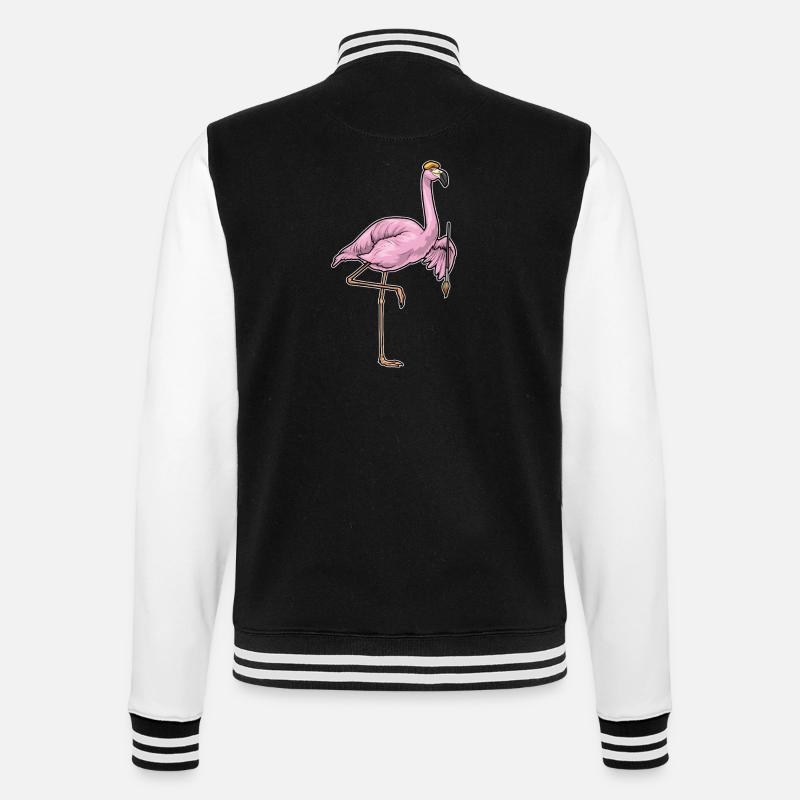 Flamingo Painter Brush Painting - College Sweat Jacket - black/white