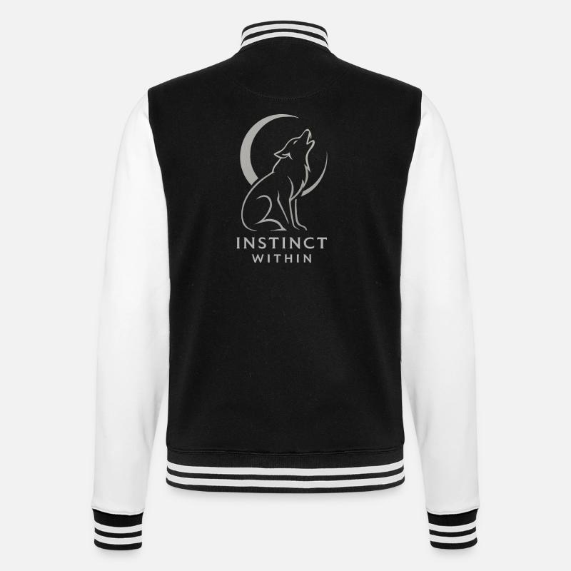 Howling Wolf Moon – Instinct Within - College Sweat Jacket - black/white