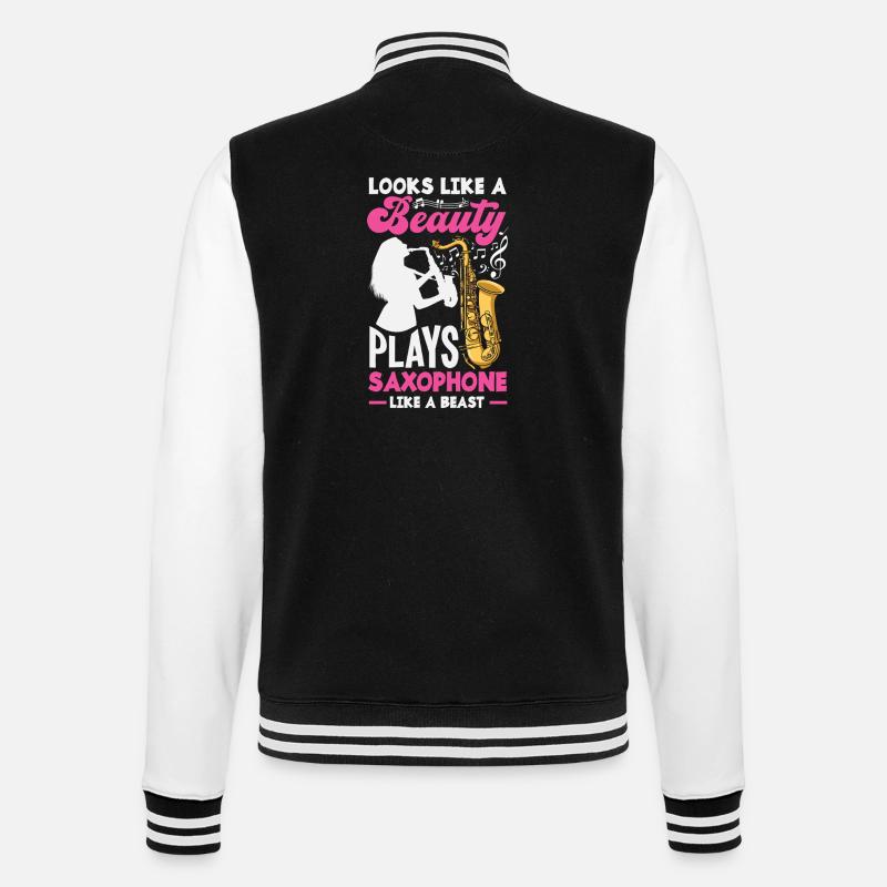 Saxofon - College-Sweatjacke - Schwarz/Weiß
