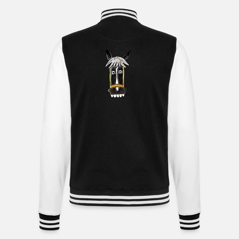 verrücktes Pferd Seppl Comic - College-Sweatjacke - Schwarz/Weiß
