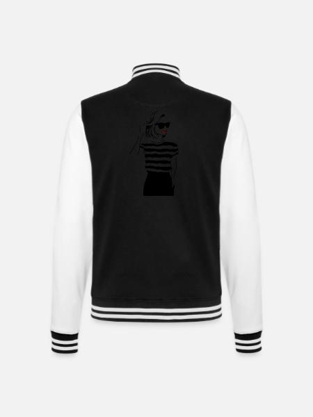 Girl with red Lips - College Sweat Jacket - black/white