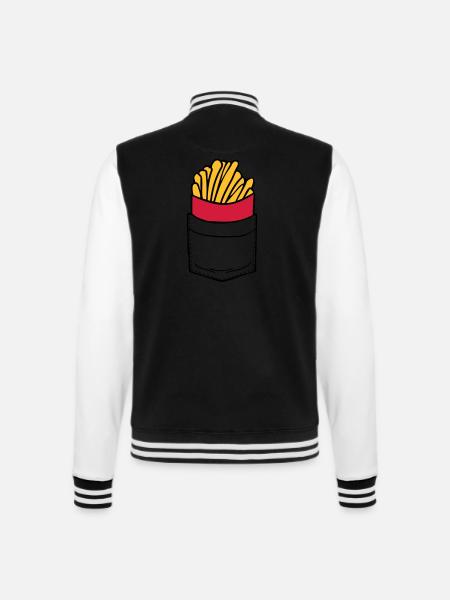 Brusttasche Pommes Frites - College-Sweatjacke - Schwarz/Weiß