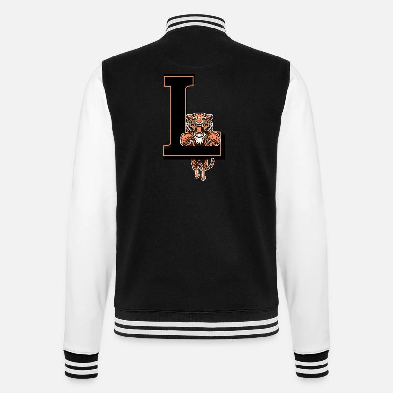 Letter l tiger - gift idea - College Sweat Jacket - black/white