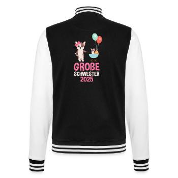Große Schwester 2025 Süßer Hund - College-Sweatjacke - Schwarz/Weiß - Hinten - Marisol (170cm)